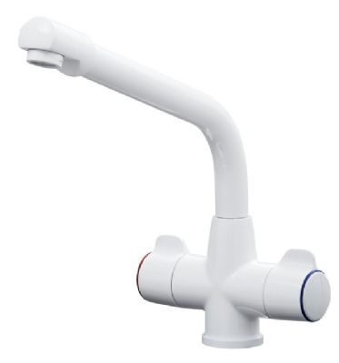 EVO TARGA WHITE MONO DUAL LEVER KITCHEN SINK MIXER TAP with SWIVEL SPOUT, KTAP010WH